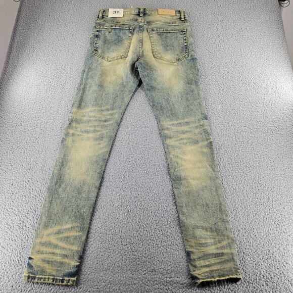 mnml Jeans Mens 31 Blue Skinny Fit Distressed X146 Stretch Denim - Picture 13 of 16